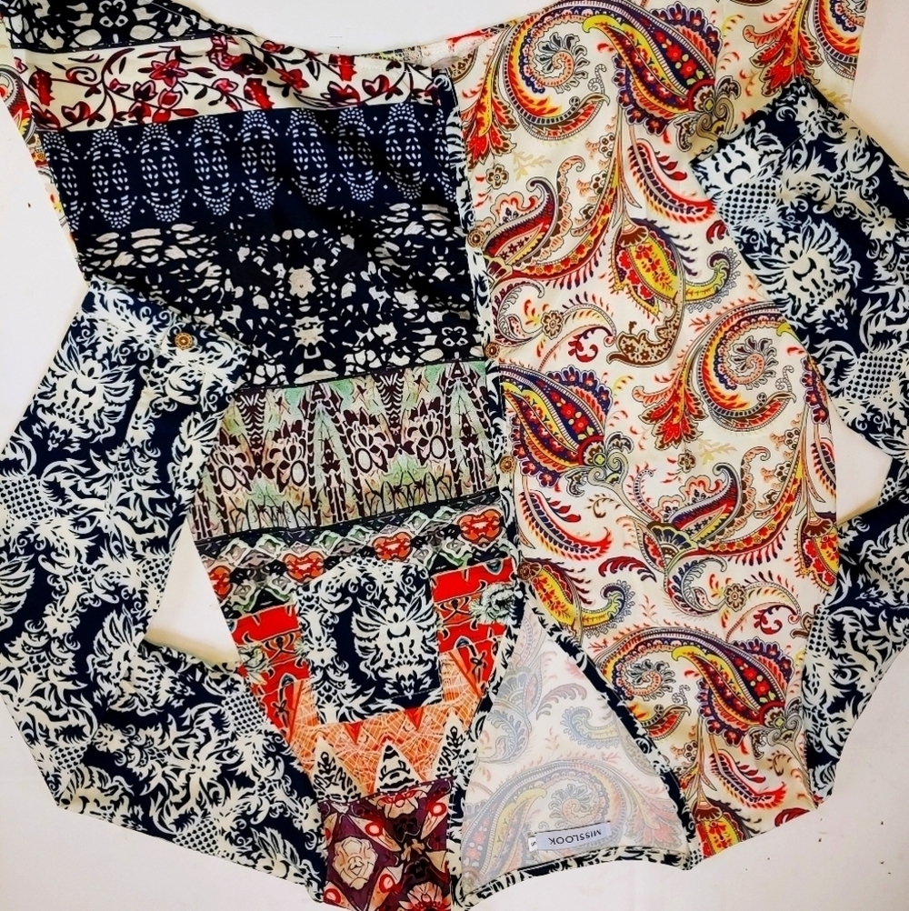 Misslook Paisley Floral Cotton Blend Top S